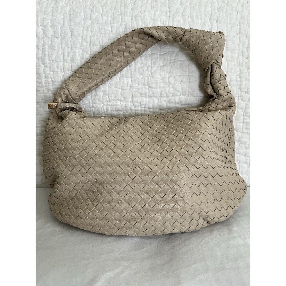 Anthropologie Melie Bianco Woven Brigitte Satchel Bag Cream EUC - Picture 4 of 10